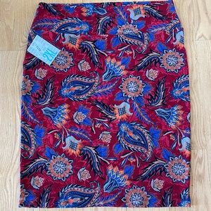 LuLaRoe 2XL Red Paisley Cassie Pencil Skirt